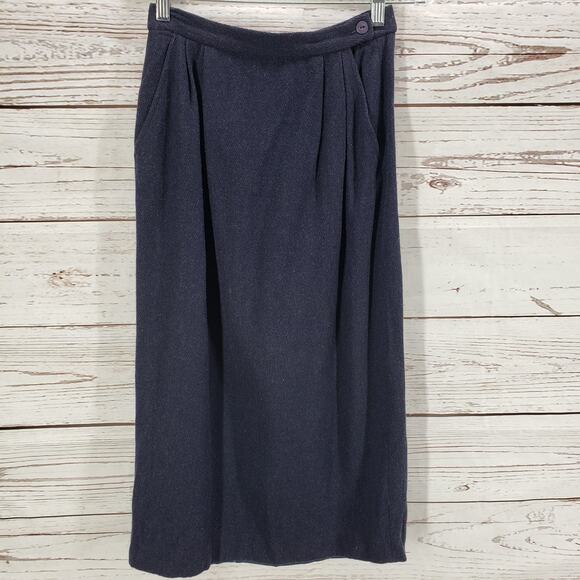 Pendleton Women's Blue Navy Woolmark 100%Purewool Petite Skirt Size 4 - Picture 1 of 13